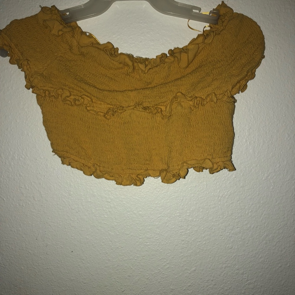 off the shoulder yellow top